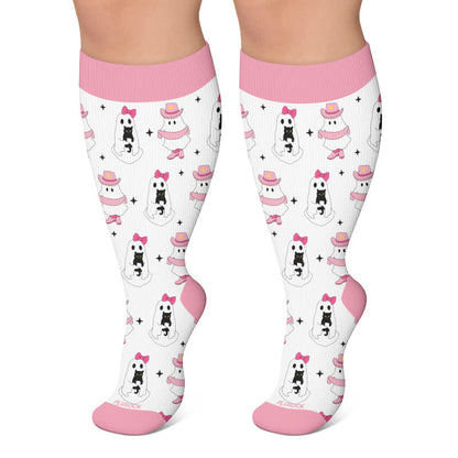 Pinke Geisterschädel-Kompressionsstrümpfe in Übergröße - Weiß - 4XL - image 4