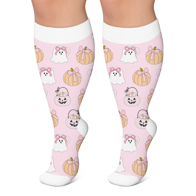 Pinke Geisterschädel-Kompressionsstrümpfe in Übergröße - Rosa - 4XL - image 5