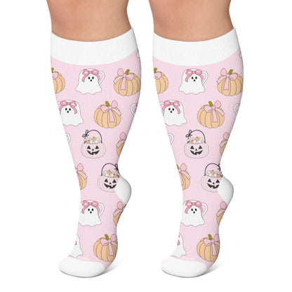 Pinke Geisterschädel-Kompressionsstrümpfe in Übergröße - Rosa - 4XL - image 5