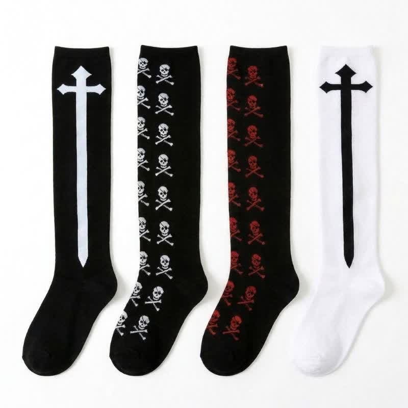 Halloween-Spaß: Overknee-Oberschenkelsocken (4 Paar) - Mehrfarbig - EU36-43 (US3-9) - image 0