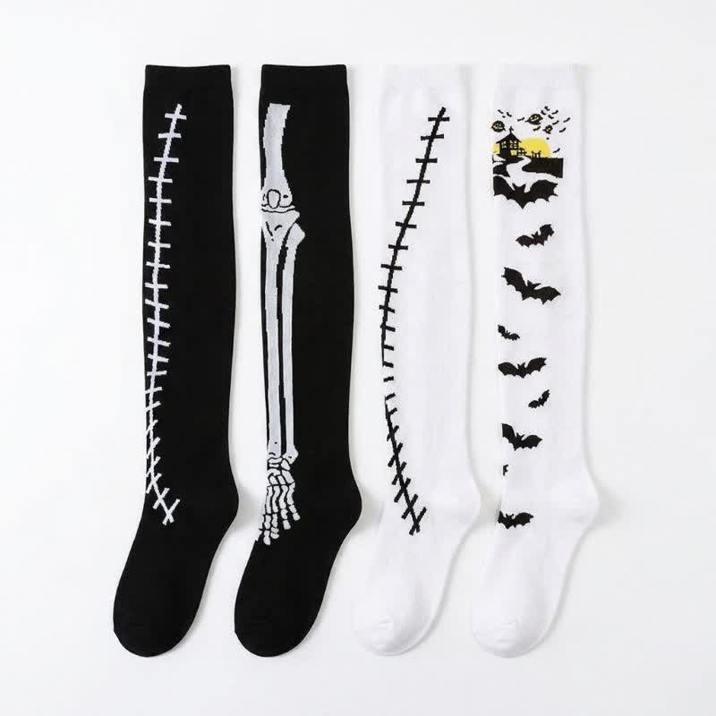 Halloween-Party-Overknee-Oberschenkelsocken (4 Paar) - Mehrfarbig - EU36-43 (US3-9) - image 0