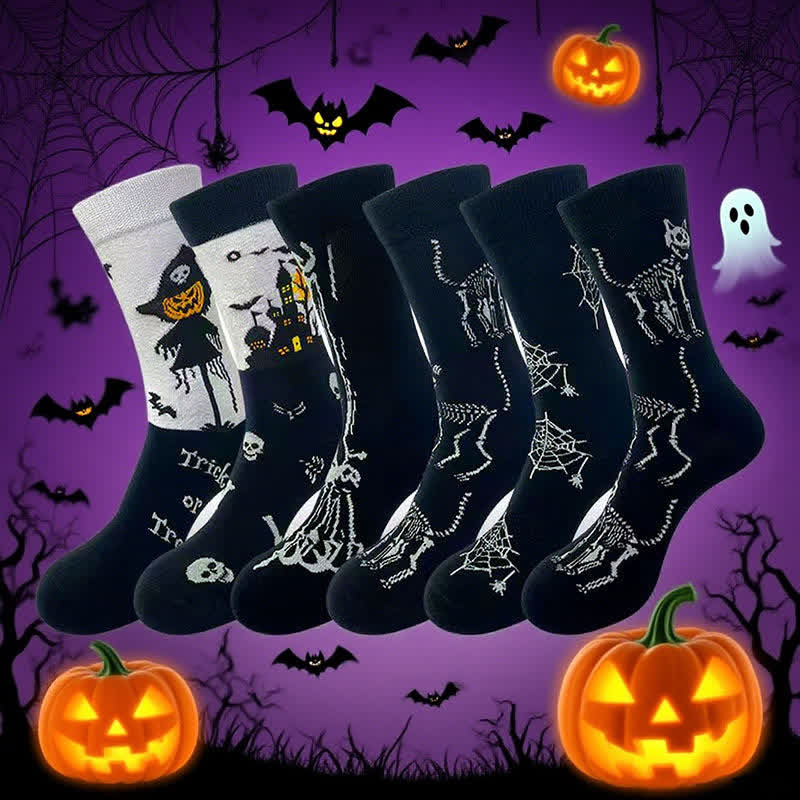 Halloween-Socken mit Spinnennetz-Print (5 Paar) - image 0