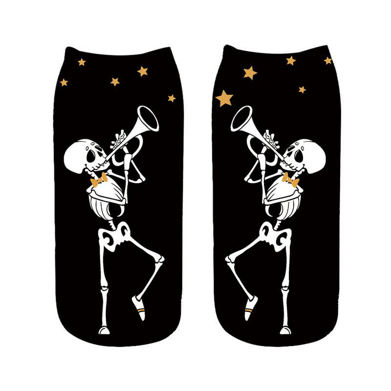 Halloween-Skelett-Sneakersocken mit Saxophonmotiv (5 Paar) - B - EU36-43 (US3-9) - image 2