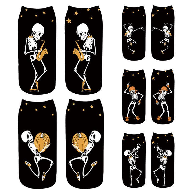 Halloween-Skelett-Sneakersocken mit Saxophonmotiv (5 Paar) - Mehrfarbig - EU36-43 (US3-9) - image 0