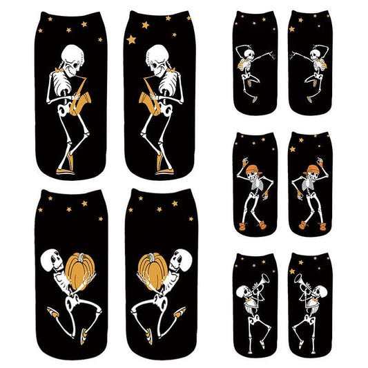 Halloween-Skelett-Sneakersocken mit Saxophonmotiv (5 Paar) - Mehrfarbig - EU36-43 (US3-9) - image 0