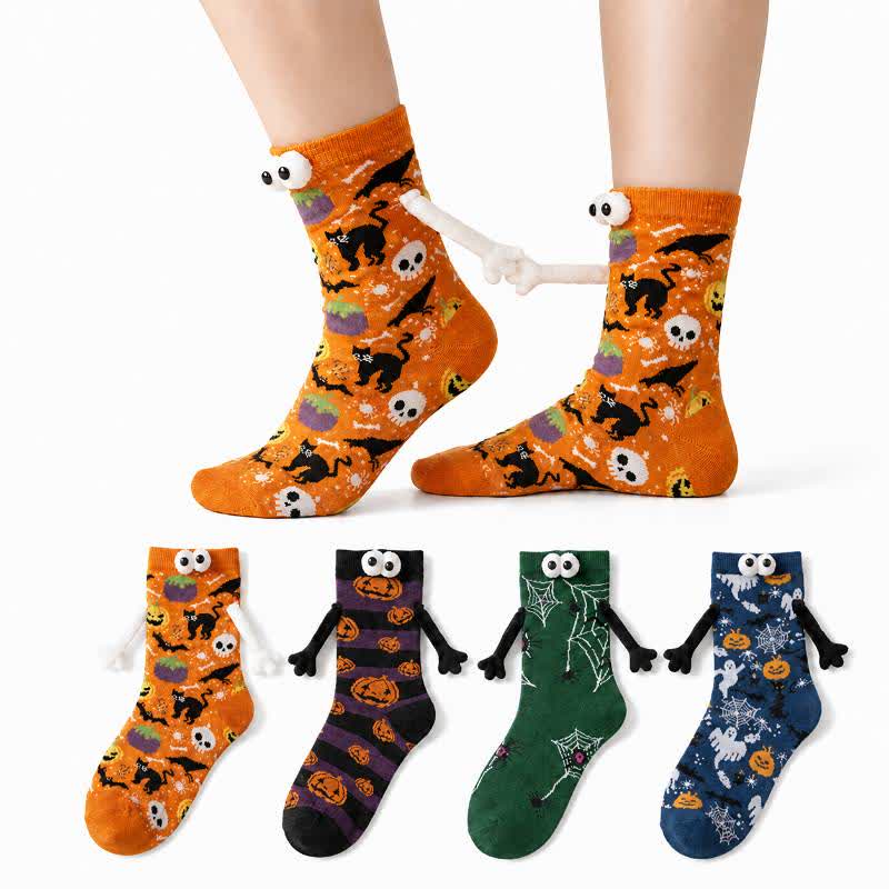 Halloween 3D-Augen Plüsch-Viertelsocken (4 Paar) - Mehrfarbig - EU34-40 (US1-7) - image 0