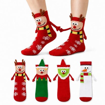 Festliche Viertelsocken mit Cartoon-Gesichtern aus Baumwollmischgewebe (4 Paar) - Gelb - EU34-40 (US1-7) - image 0
