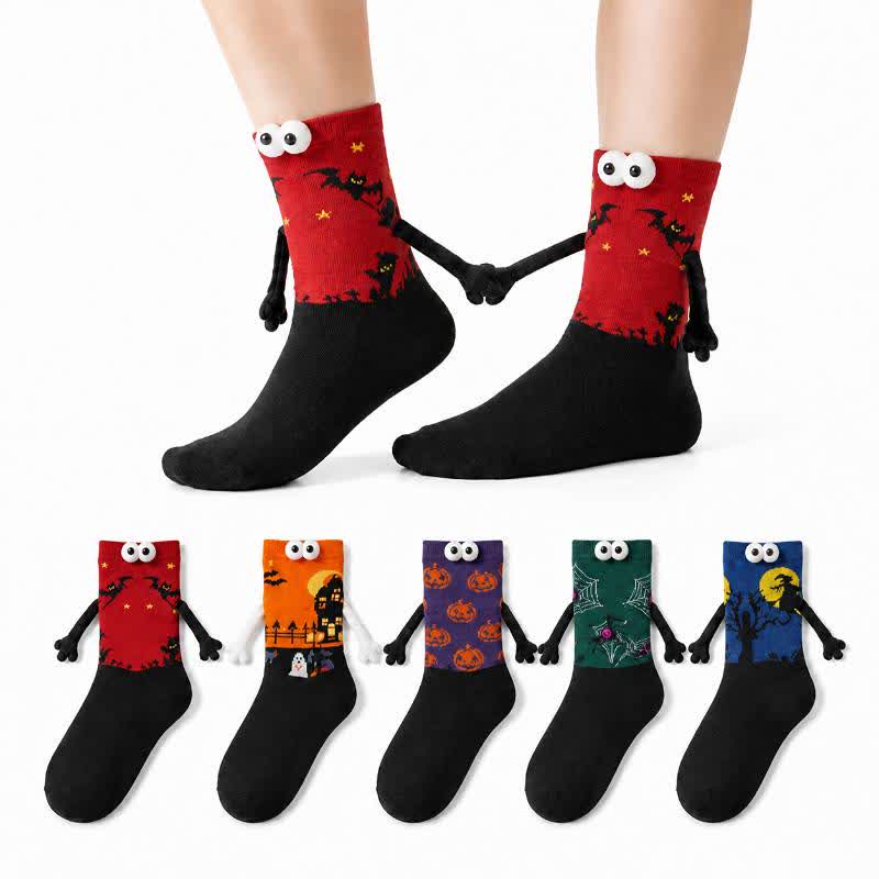Halloween 3D-Augen Plüsch-Bündchensocken (3 Paar) - Rot + Grün + Dunkelblau - EU36-40 (US3-7) - image 0