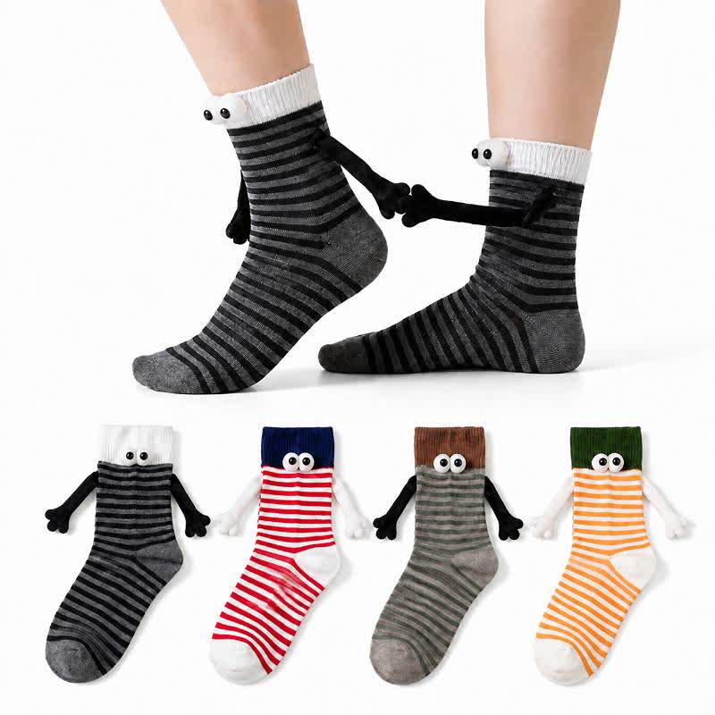 Verspielte, gestreifte Cartoon-Viertelsocken (4 Paar) - Mehrfarbig - EU35-40 (US2-7) - image 0