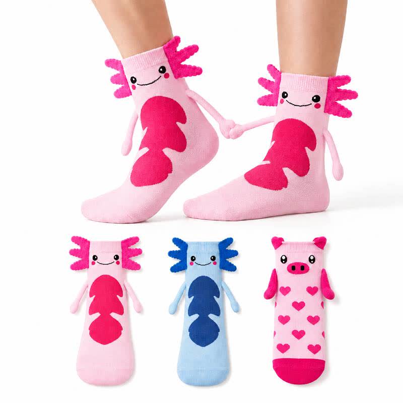 Niedliche Socken aus Polyester-Baumwolle mit 3D-Cartoon-Plüschdetails (2 Paar) - image 0