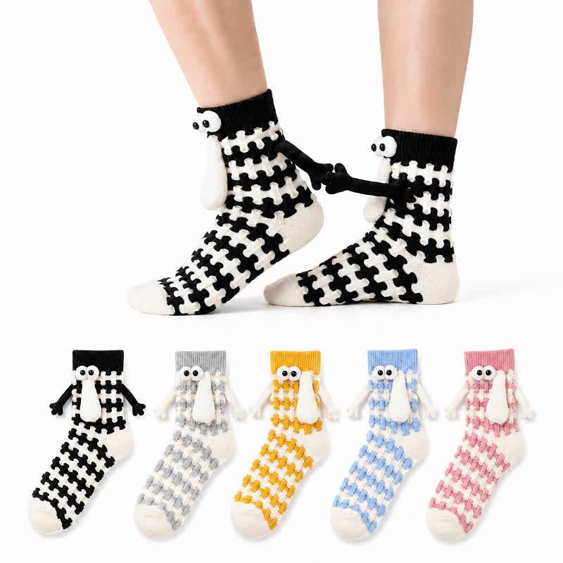 Plüschige Stricksocken mit Hahnentrittmuster (5 Paar) - Mehrfarbig - EU35-42 (US2-8) - image 0