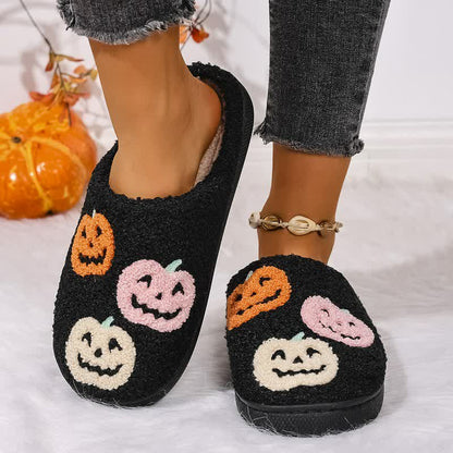 Bunte Halloween-Hausschuhe mit Kürbisstickerei - Schwarz - EU44-45 (US10-11) - image 0