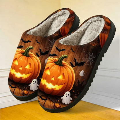 Halloween-Spaß: Fledermaus-Hausschuhe mit Kürbismotiv und flauschigem Aufdruck - Mehrfarbig - EU44-45 (US10-11) - image 0
