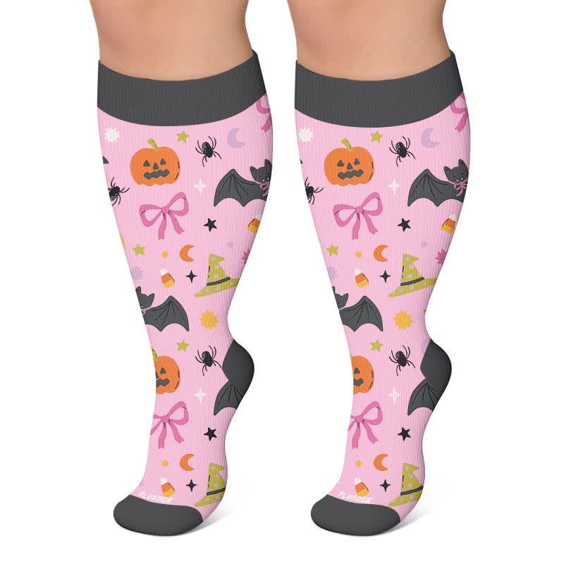 Kompressionsstrümpfe mit gruseligen Katzenmotiven in Übergröße - Rosa - 4XL - image 5