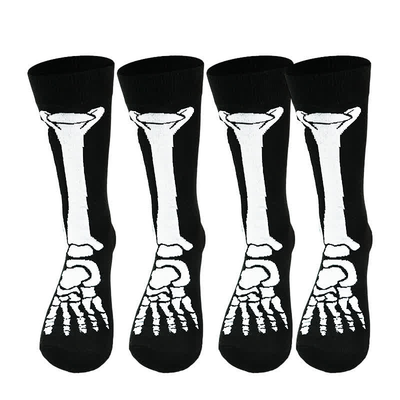 Halloween-Skelett-Print Baumwollsocken (3 Paar) - image 6