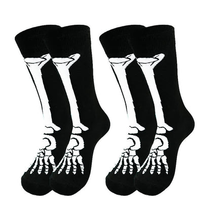 Halloween-Skelett-Print Baumwollsocken (3 Paar) - image 4