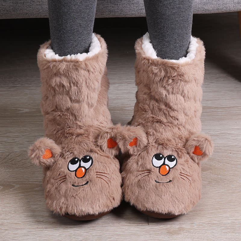 Rosa Katzenkopf-Socken zum Flauschen - Khaki - Kinder EU32–35 (US1–3,5) - image 4
