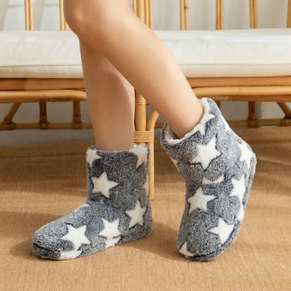 Hausschuhe aus Fleece mit rosa Sternenmuster und Bommeln - Grau - EU40-41 (US7-7,5) - image 1