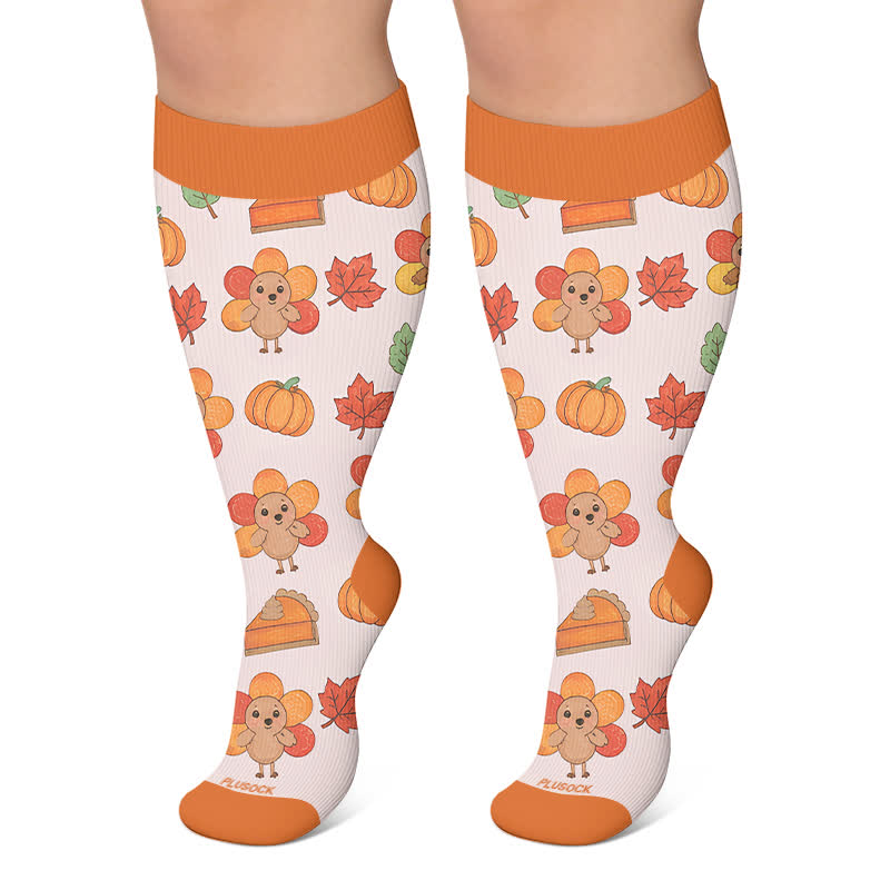 Kompressionsstrümpfe für Thanksgiving in Übergröße - Orange - 4XL - image 6