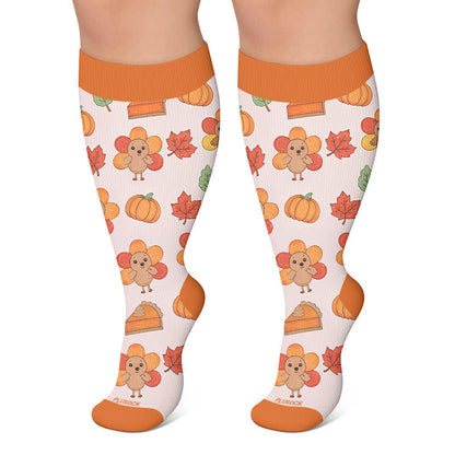 Kompressionsstrümpfe für Thanksgiving in Übergröße - Orange - 4XL - image 6