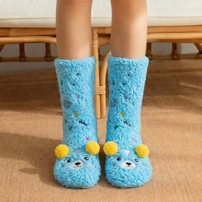 Pink-grüne Bommel-Hausschuhe mit Tiermotiven - Blau - EU36-42 (US3-8) - image 5