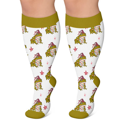 Weihnachtsfrosch-Maus-Kompressionsstrümpfe in Übergröße - Grün - 4XL - image 6