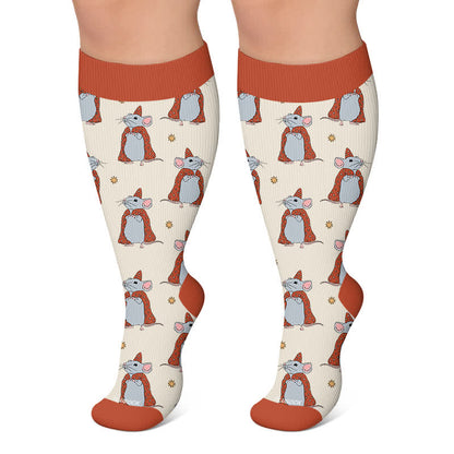 Weihnachtsfrosch-Maus-Kompressionsstrümpfe in Übergröße - Aprikose - 4XL - image 5