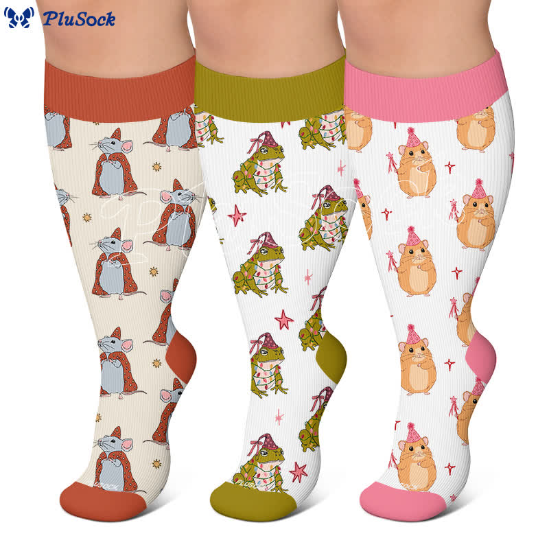 Weihnachtsfrosch-Maus-Kompressionsstrümpfe in Übergröße - image 0