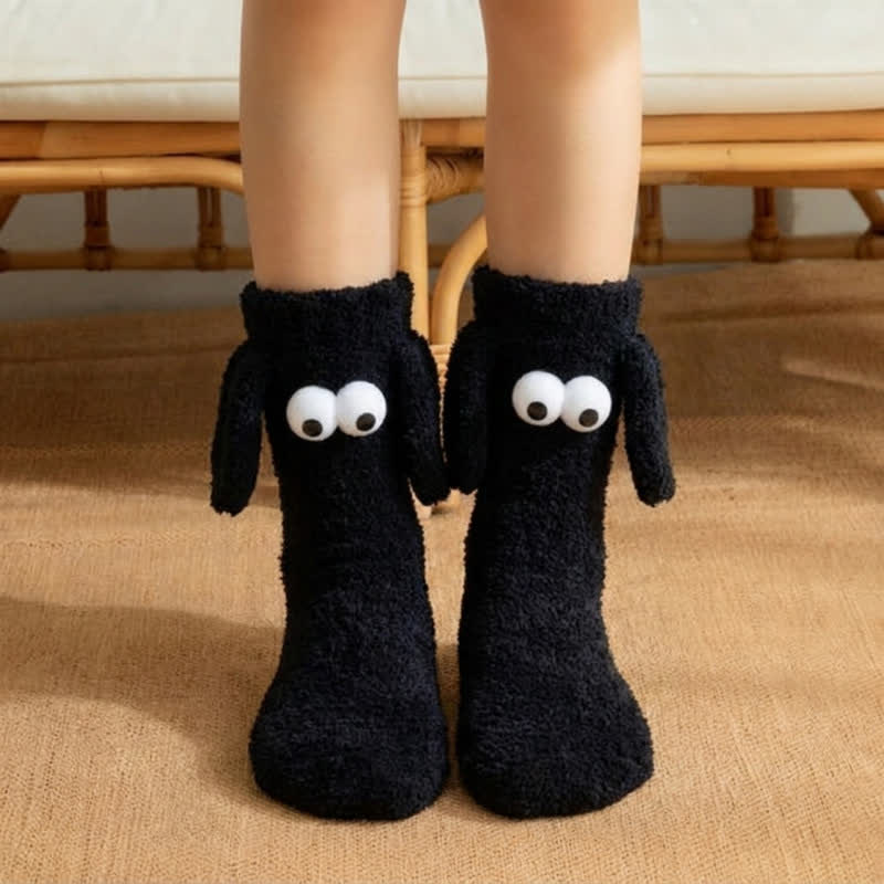 Weiße lange Socken mit Kulleraugen (4 Paar) - Schwarz - EU36-42 (US3-8,5) - image 1