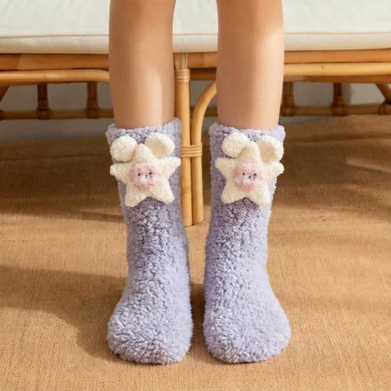 Pinke und blaue Hausschuhe mit Sternen- und Bärenmotiv - Lila - EU36-42 (US3-8,5) - image 0