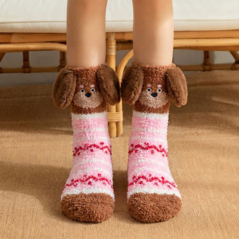 Gestreifte Socken mit Welpenohren (3 Paar) - Rosa - EU36-42 (US3-8,5) - image 2