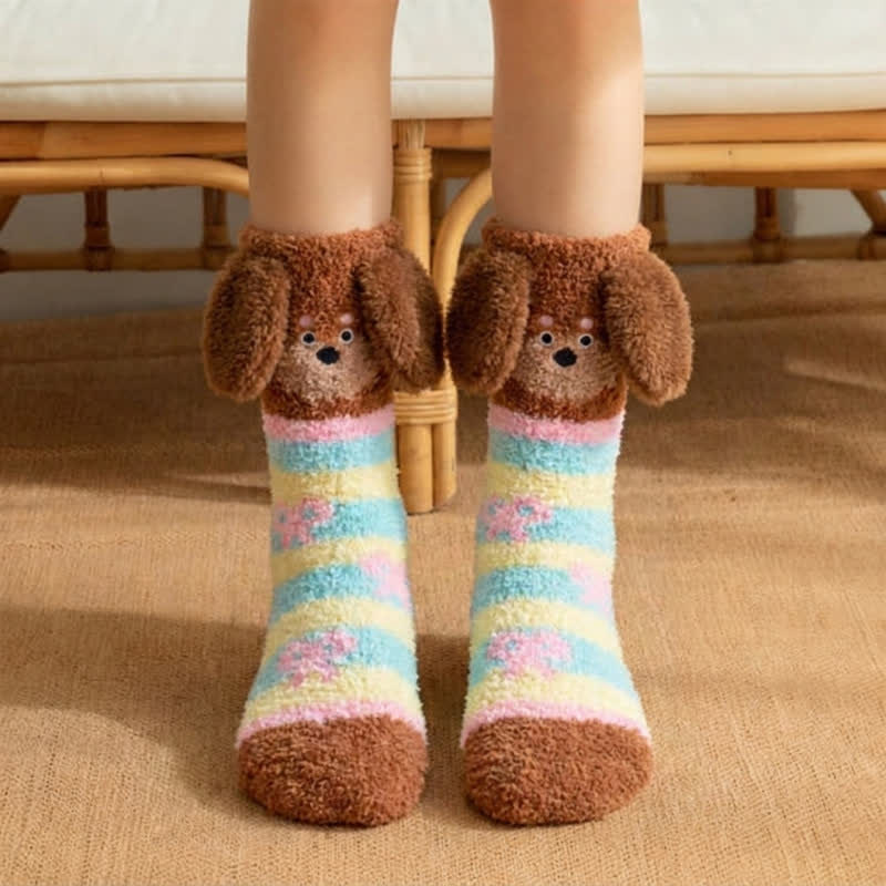 Gestreifte Socken mit Welpenohren (3 Paar) - Gelb - EU36-42 (US3-8,5) - image 3