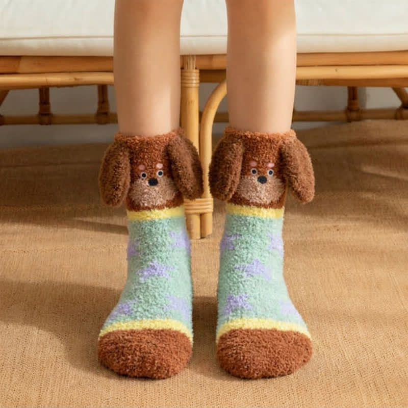 Gestreifte Socken mit Welpenohren (3 Paar) - Hellgrün - EU36-42 (US3-8,5) - image 1