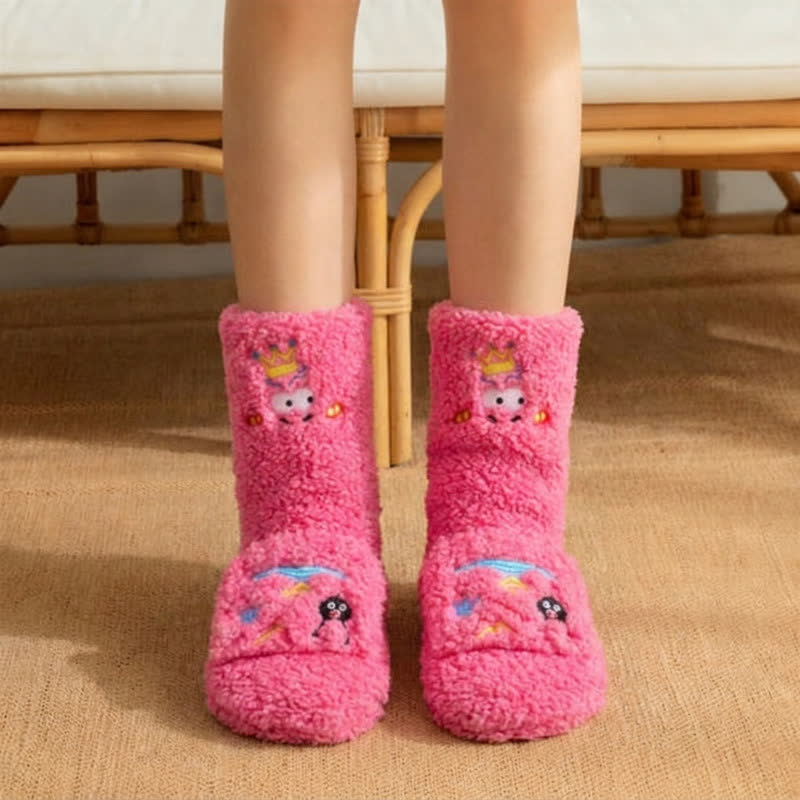 Pinke Hausschuhe mit Kronen-Cartoon-Motiv - Rosa - EU36-42 (US3-8,5) - image 1