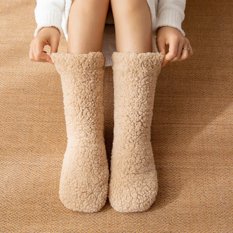 Weiße, flauschige Haussocken, mittelhoch (2 Paar) - Khaki - EU36-42 (US3-8,5) - image 1