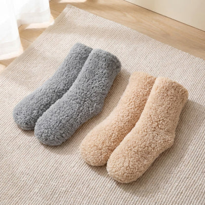 Weiße, flauschige Haussocken, mittelhoch (2 Paar) - Khaki+Grau - EU36-42 (US3-8,5) - image 8