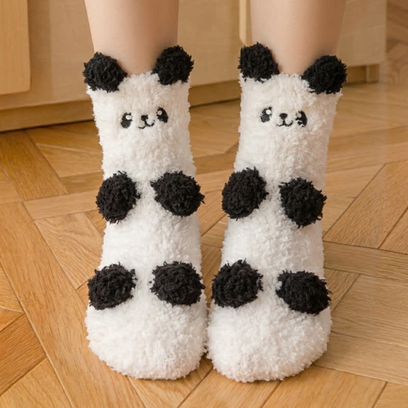 Niedliche Fleece-Haussocken mit weißem Tiergesicht - B - EU36-41 (US3-7,5) - image 3