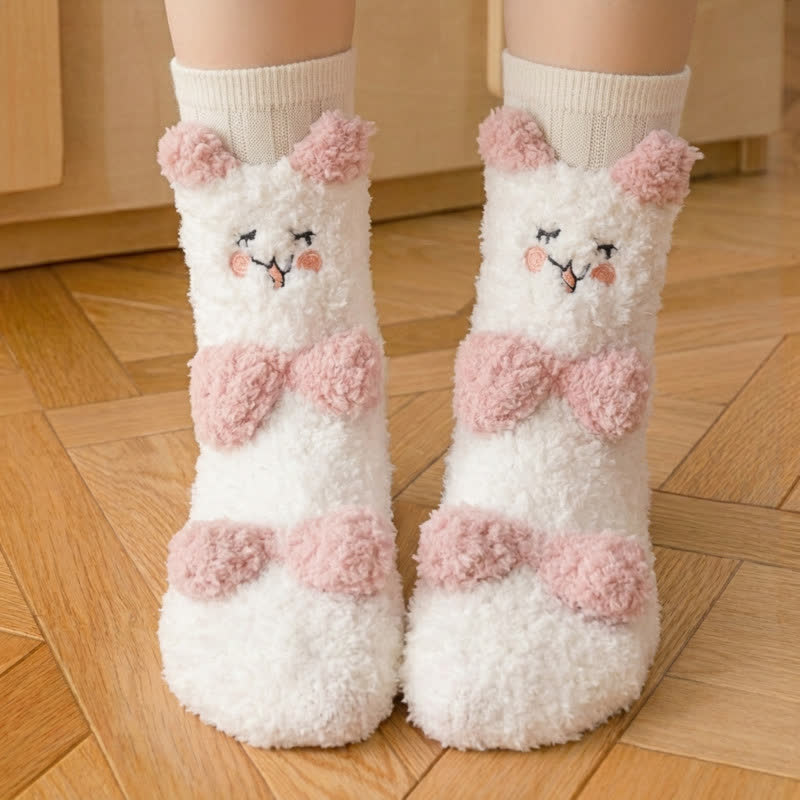Niedliche Fleece-Haussocken mit weißem Tiergesicht - F - EU36-41 (US3-7,5) - image 0