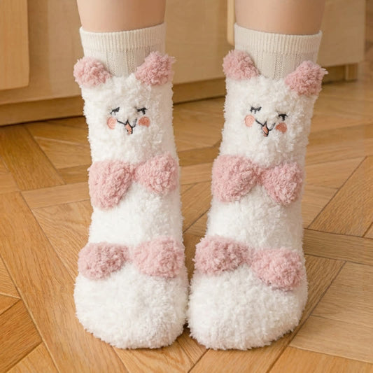 Niedliche Fleece-Haussocken mit weißem Tiergesicht - F - EU36-41 (US3-7,5) - image 0