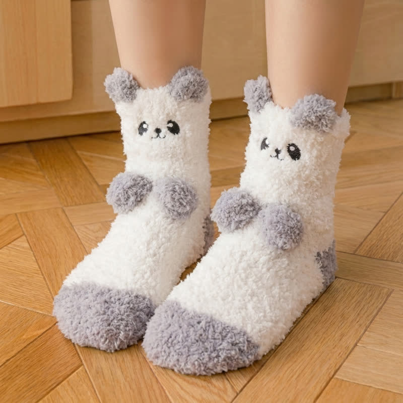 Niedliche Fleece-Haussocken mit weißem Tiergesicht - E - EU36-41 (US3-7,5) - image 6