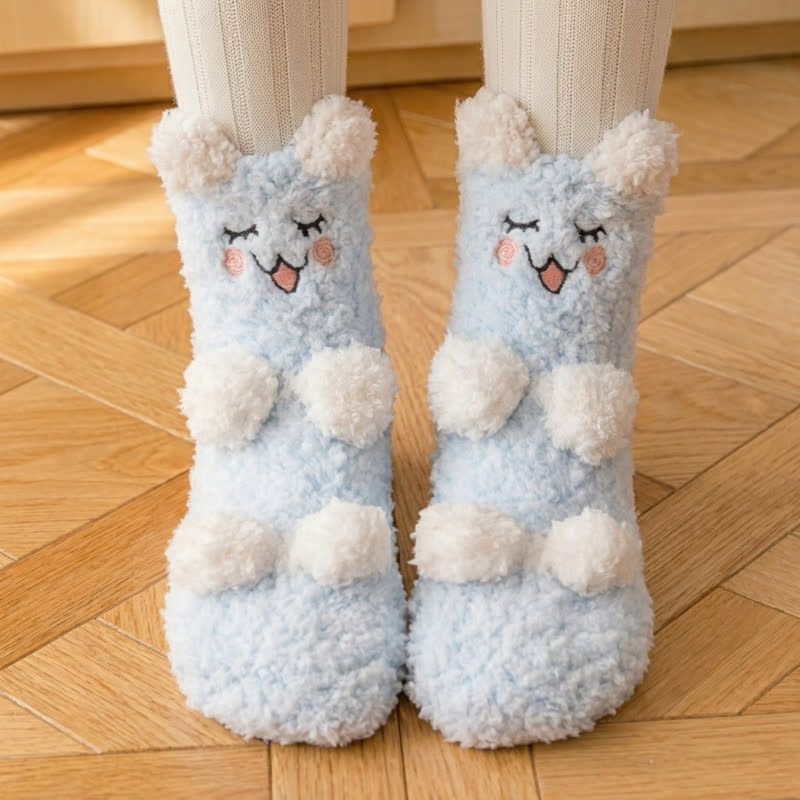 Niedliche Fleece-Haussocken mit weißem Tiergesicht - A - EU36-41 (US3-7,5) - image 2