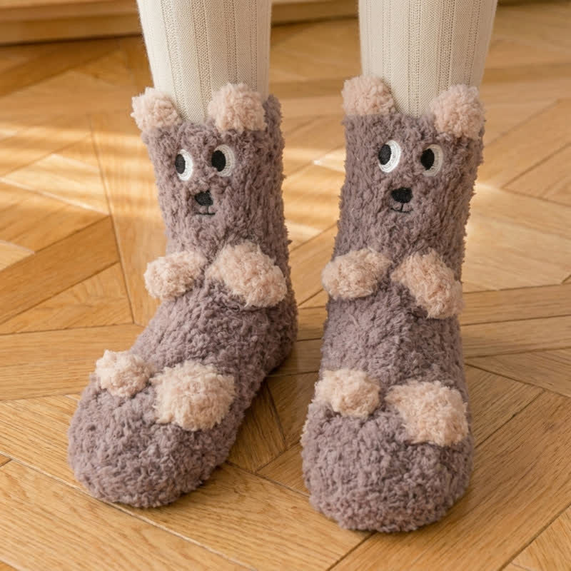 Niedliche Fleece-Haussocken mit weißem Tiergesicht - C - EU36-41 (US3-7,5) - image 5