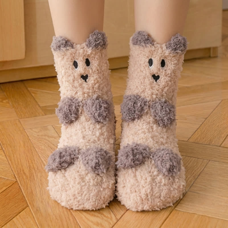 Niedliche Fleece-Haussocken mit weißem Tiergesicht - ICH - EU36-41 (US3-7,5) - image 8