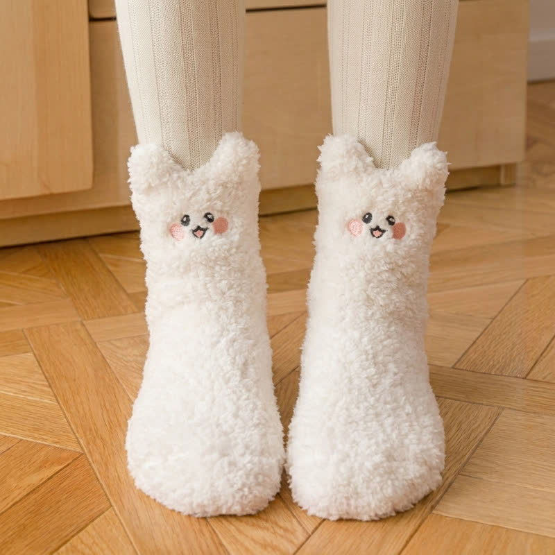 Niedliche Fleece-Haussocken mit weißem Tiergesicht - J - EU36-41 (US3-7,5) - image 9