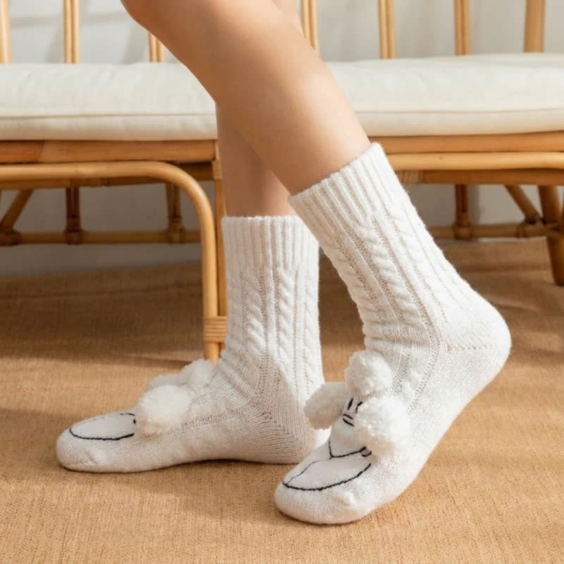 Weiße Stricksocken aus Schafwolle - image 2