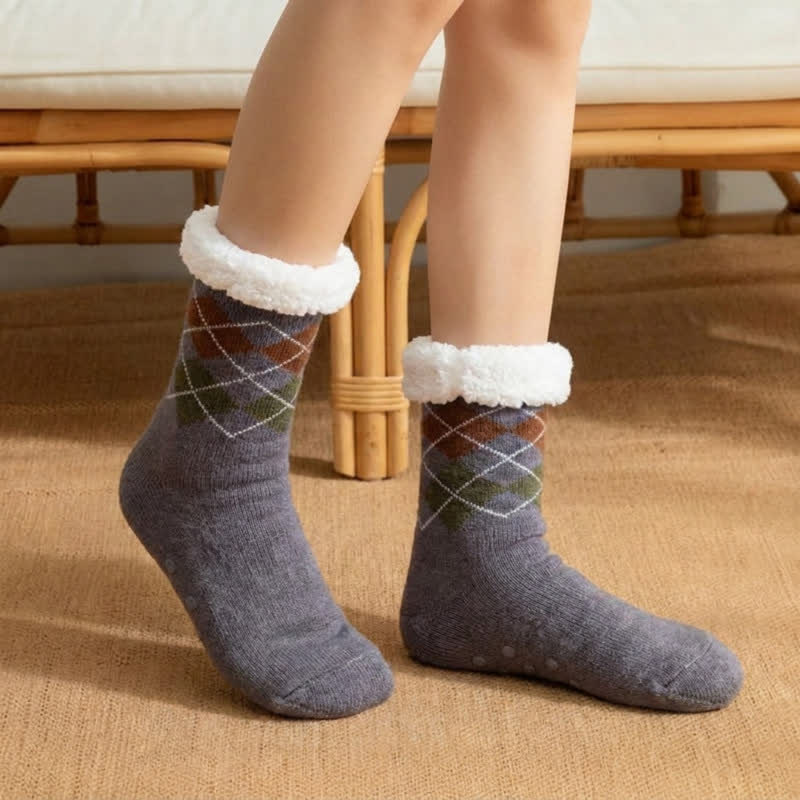 Blaue und graue Stricksocken mit Welpengesicht - image 4