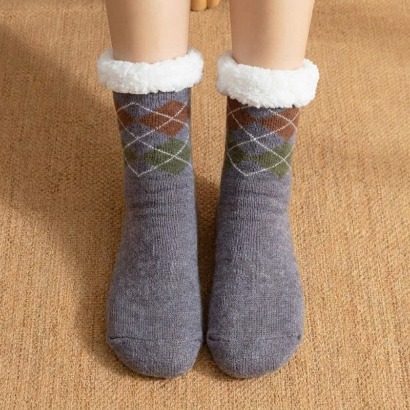 Blaue und graue Stricksocken mit Welpengesicht - Grau - EU36-40 (US3-7) - image 2
