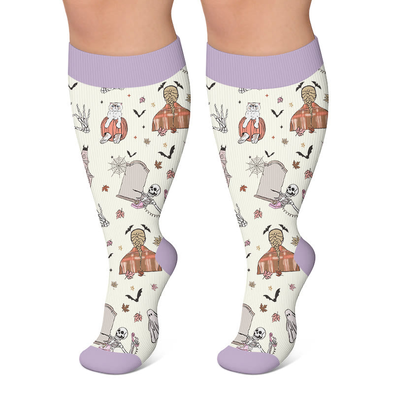 Kompressionsstrümpfe mit Geistermotiv in Übergröße - Hellviolett - 4XL - image 6