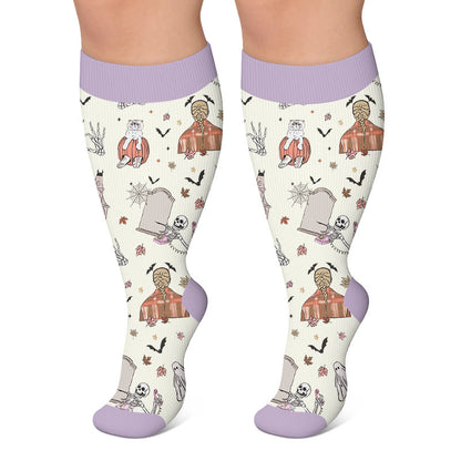 Kompressionsstrümpfe mit Geistermotiv in Übergröße - Hellviolett - 4XL - image 6