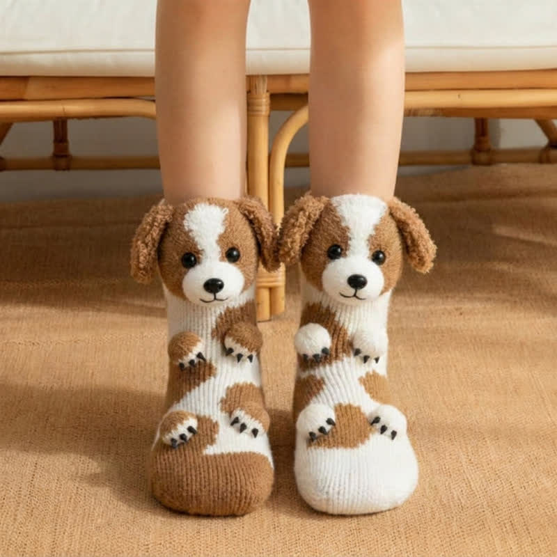 Capybara mit Ente 3D Tierhausschuhe Socken - Khaki - EU43-45 (US9-11) - image 4
